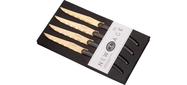 Laguiole Jean Dubost 4 Piece Steak Knife Set - Golden Blade