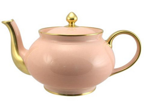 Limoges Legle Teapot 12 Cup - Rose Petal with Gold Rim