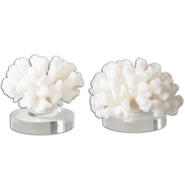 Hard Coral Sculptures - S/2 Coastal style Sculpture Decor