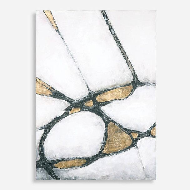 Abstract Art In Gold And Black Contemporary style Painting Decor