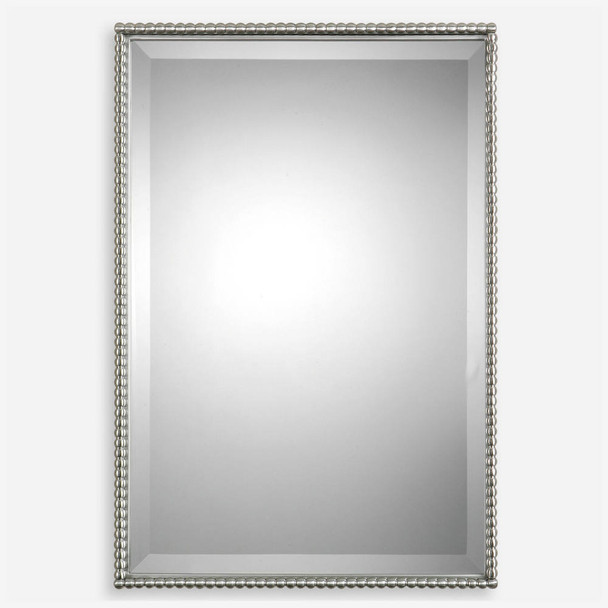 Sherise Brushed Nickel Mirror Contemporary style Wall Mirror Decor