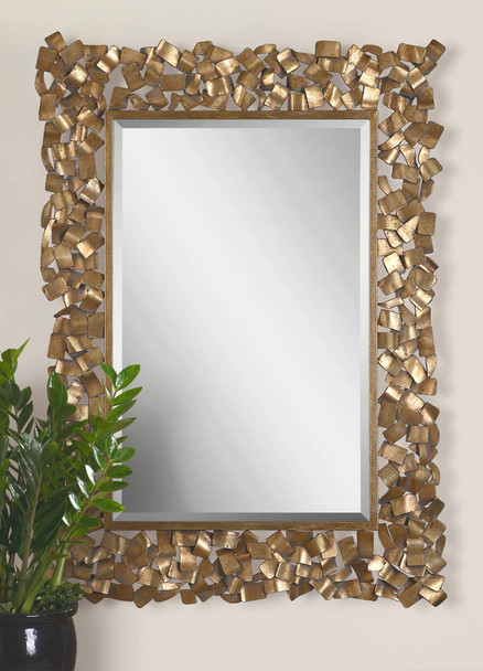 Capulin Antique Gold Mirror - Size: 136H x 95W x 4D (cm) - Mid-Century Modern style