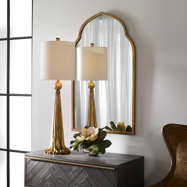 Kenitra Gold Arch Mirror - Size: 102H x 61W x 3D (cm) - Mid-Century Modern style