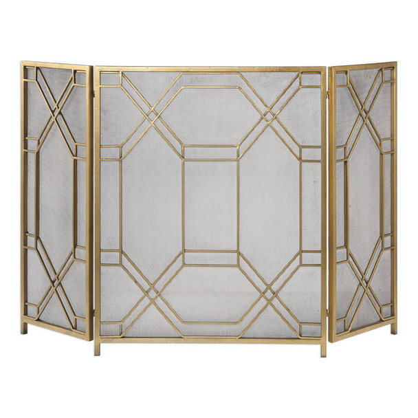 Rosen Gold Fireplace Screen Mid-Century Modern style Fireplace Accessory Decor