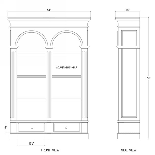 Roosevelt Double Arch Bookcase - Sale on French Provincial style Living Room furniture