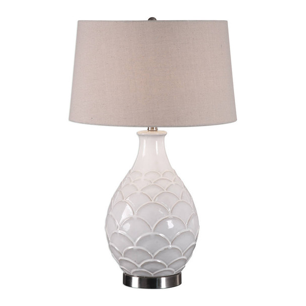 Camellia Glossed White Table Lamp Coastal style Table Lamp Decor