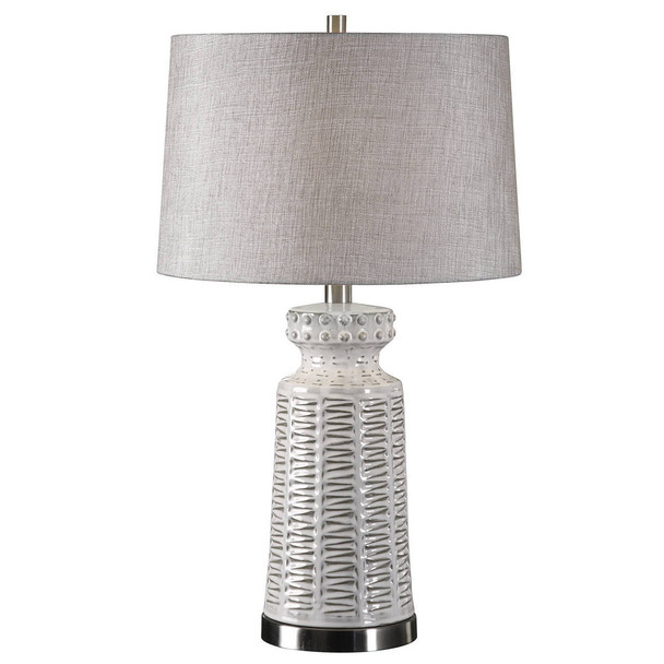 Kansa Distressed White Table Lamp Boho Chic style Table Lamp Decor