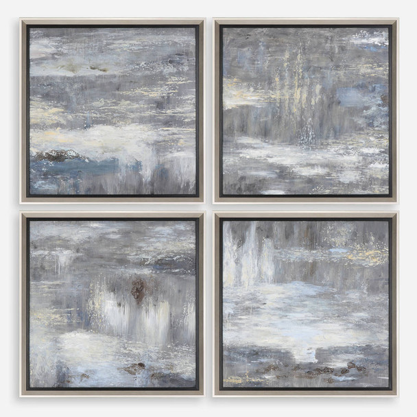 Shades Of Gray Hand Painted Art S/4 Mid-Century Modern style Painting Decor