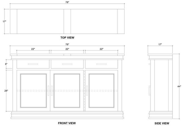 Williamson Sideboard w/ 3 Doors - Hobart, Launceston, Perth Craftsman style Dining Room furniture