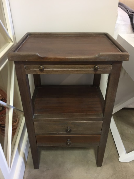 Eton 2 Drawer Side Table w/ Pull Out Shelf - Cocoa - Hand made Craftsman style Bedroom furniture