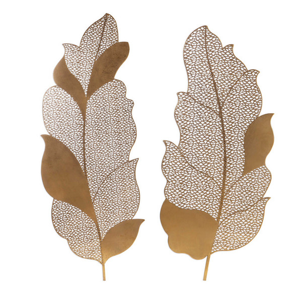 Autumn Lace Leaf Wall Art, S/2 Craftsman style Wall Art Decor