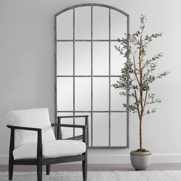 Amiel Ivory Arched Mirror - Size: 208H x 107W x 4D (cm) - Mid-Century Modern style