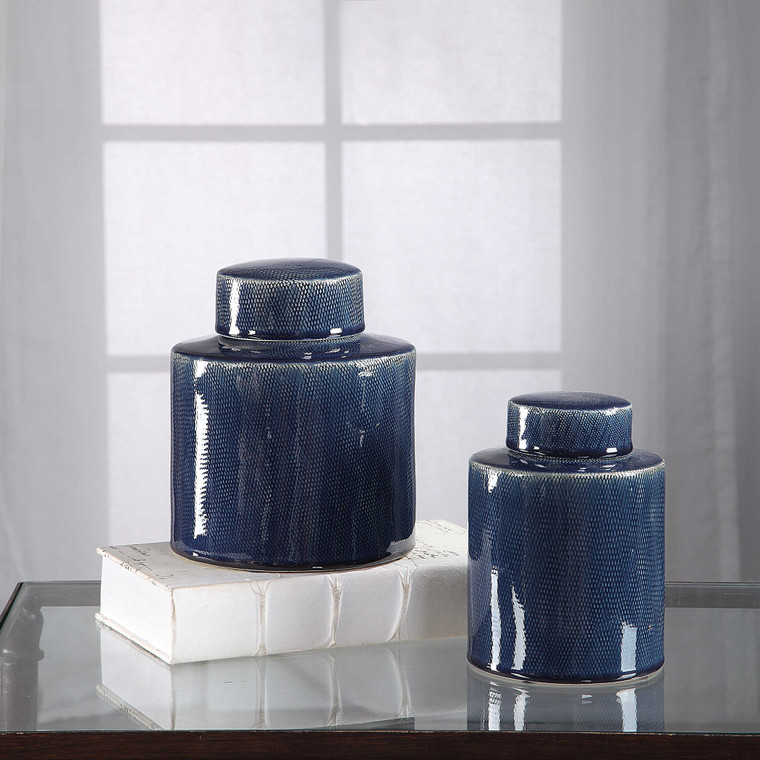 Saniya Blue Containers S/2 by Uttermost