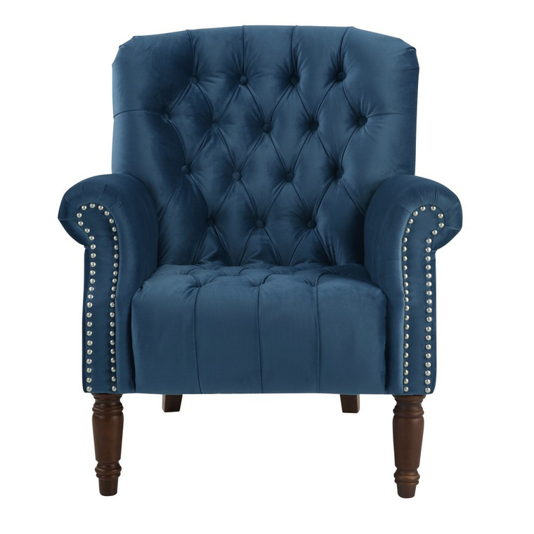 Chester Tufted Armchair - Blue Velvet by Maison Living