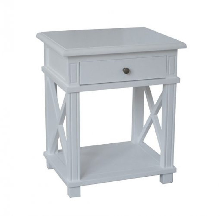 Xavier Bedside Table - Hamptons Matt White