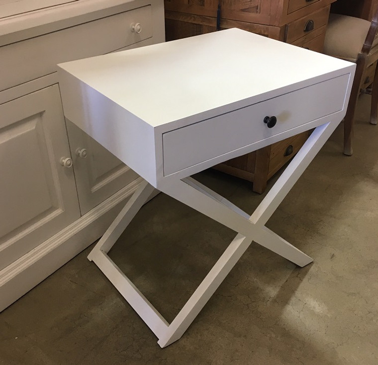 Cross Base Bedside - White  - 65H x 60W x 45D (cm)