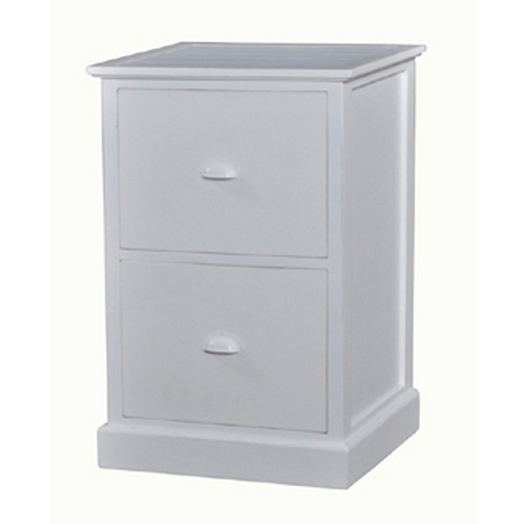 Emerson 2 Drawer Filing Cabinet - Pearl Light Distress - Size: 75H x 50W x 46D (cm)