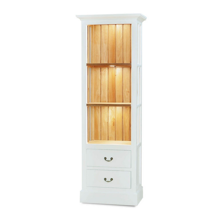 Cape Cod Bookcase w/o Doors w/ 3 LED - Size: 182H x 63W x 37D (cm) - Hamptons style Dining Room furniture