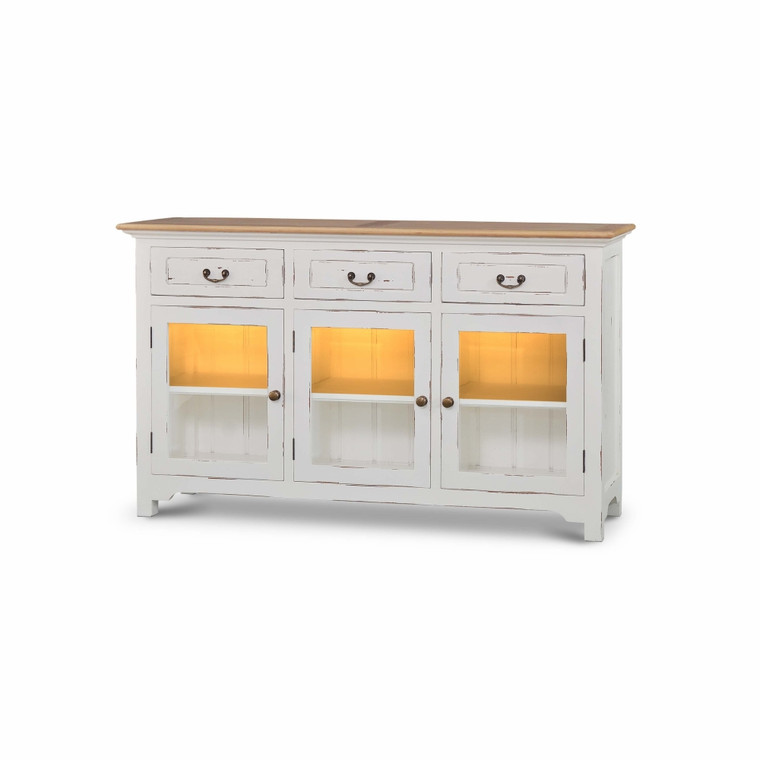 Aries 3 Door Sideboard w/ Glass Door w/ 3 LED - Size: 90H x 150W x 42D (cm)