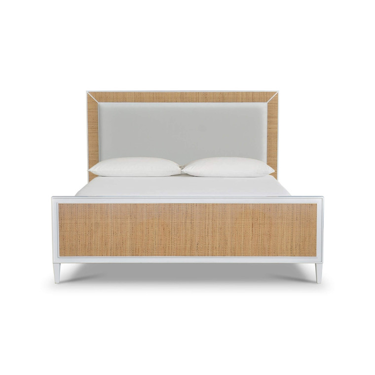 Belgravia Upholstered Bed w/ Rattan King - Size: 152H x 203W x 216D (cm)