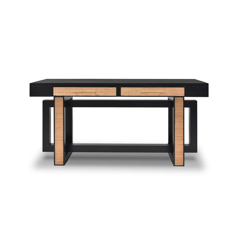 Belgravia Desk w/ Rattan - Size: 80H x 165W x 76D (cm)