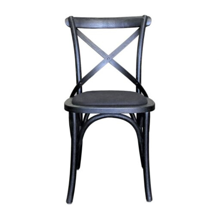 Bentwood Dining Chair Black with Fabric Seat 