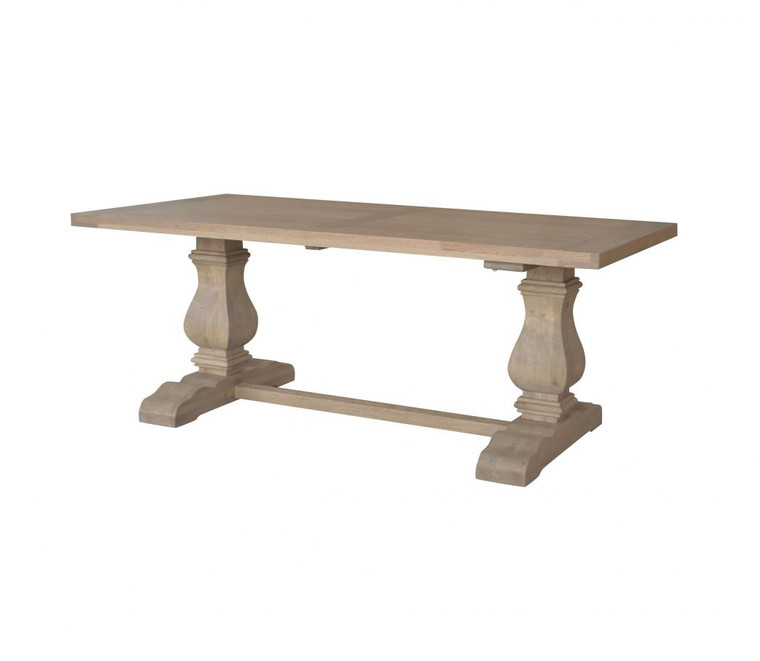 Hamptons Long Island Trestle Dining Table - Weathered Oak