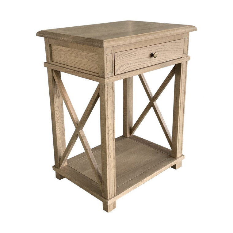 Xavier Bedside Table Large - Weathered Oak