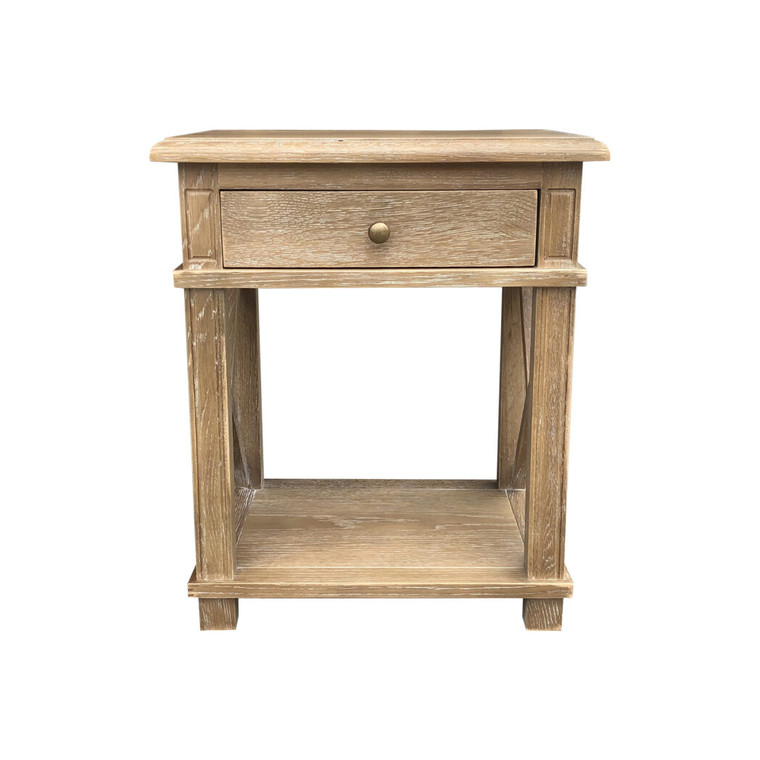 Xavier Bedside Table 60cm High - Burnt Oak