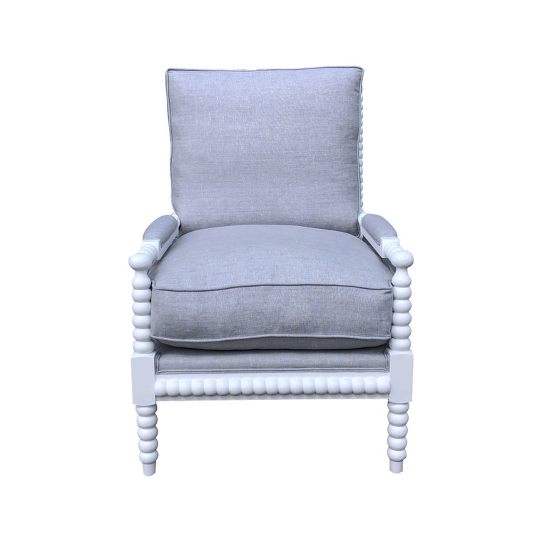 Belleville Bobbin Armchair - White / Duck Egg Blue fabric