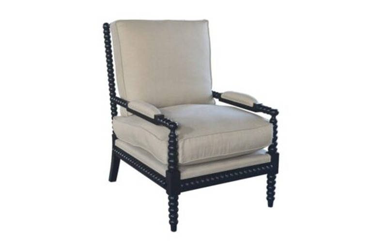 Belleville Armchair - Black with Natural Linen