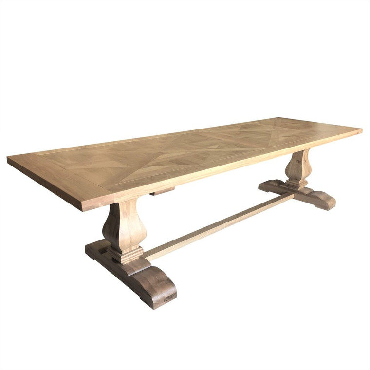 Parquetry Trestle Dining Table 300cm x 100cm - Natural Oak 