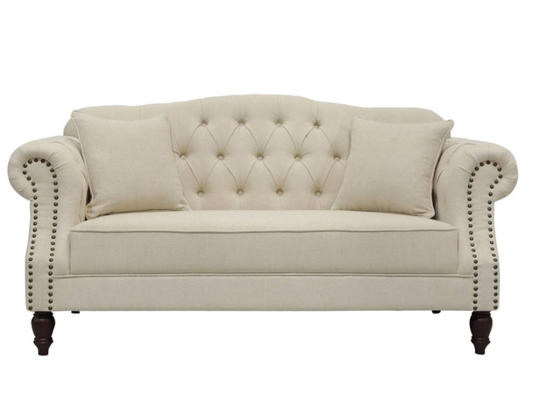 Balmoral Button Tufted 2 Seat Sofa - Beige