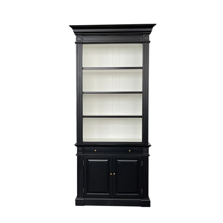 Harrington Library Bookcase One Bay - Black with White Inside 