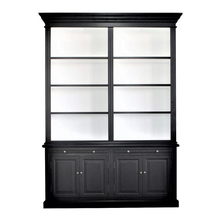 Harrington 2 Bay Library Bookcase - Black with White - P1804B-1