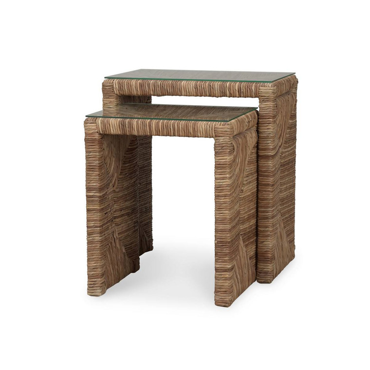 Tuscan Rush Nesting Tables w/ Tempered Glass