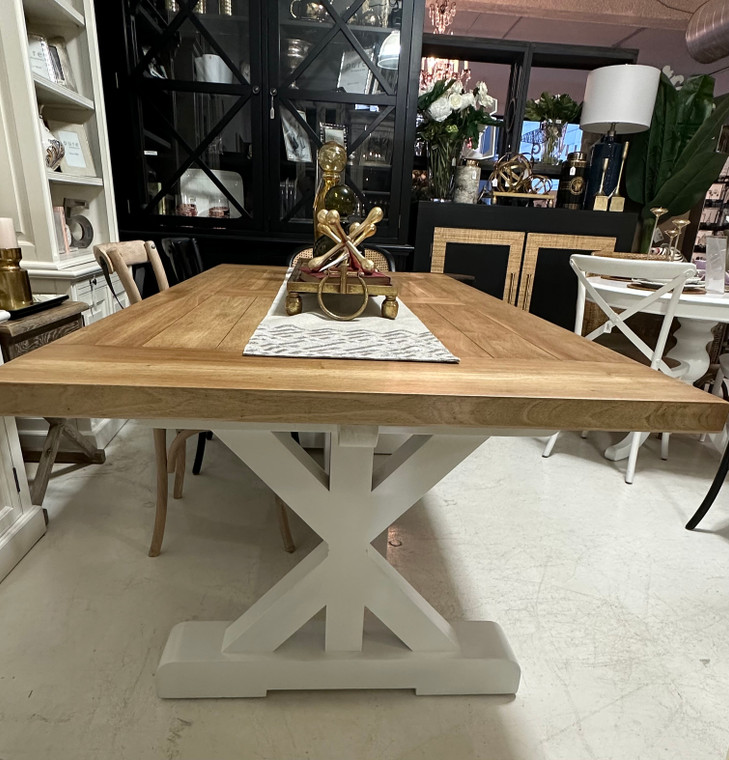 Hamptons X-Base Dining Table 180Cm - Architectural White - Antique ...