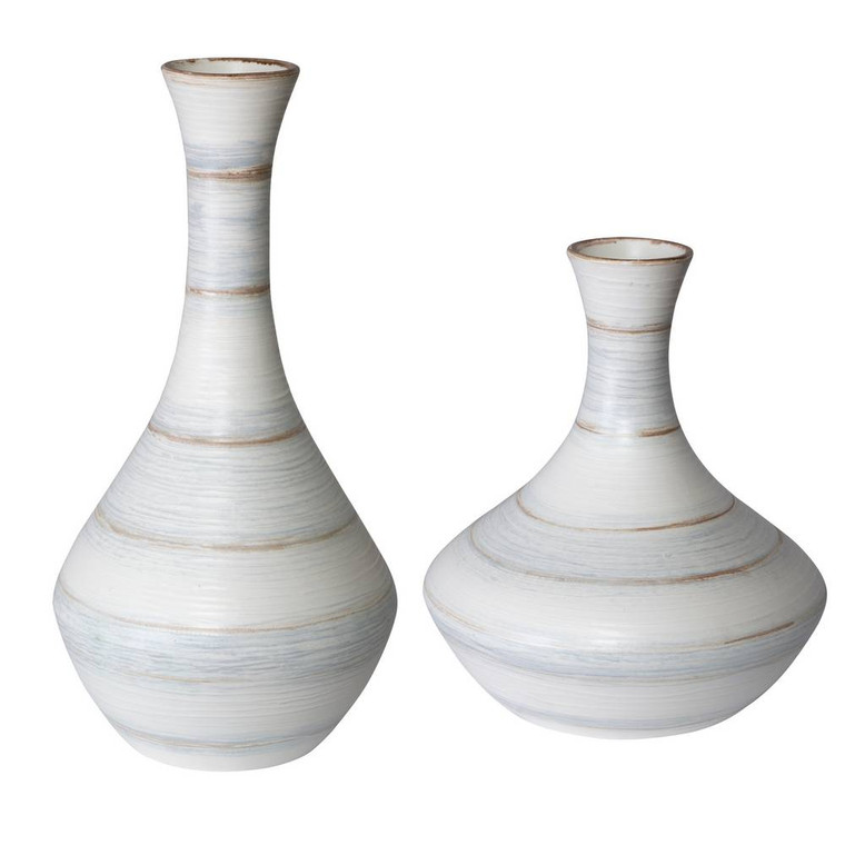 Potter Fluted Striped Vases S/2 - Size: 52H x 27W x 27D (cm)
