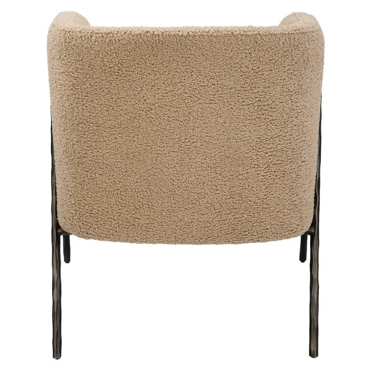 Jacobsen Tan Shearling Barrel Chair - Size: 72H x 69W x 69D (cm)