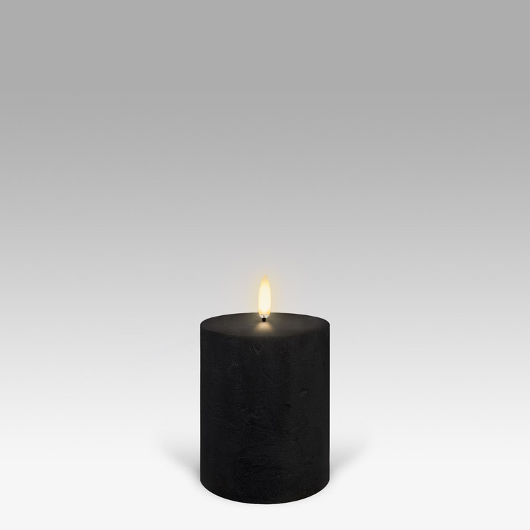 Uyuni LED Flameless Pillar Candle - Black - 8 x 10.1 cm