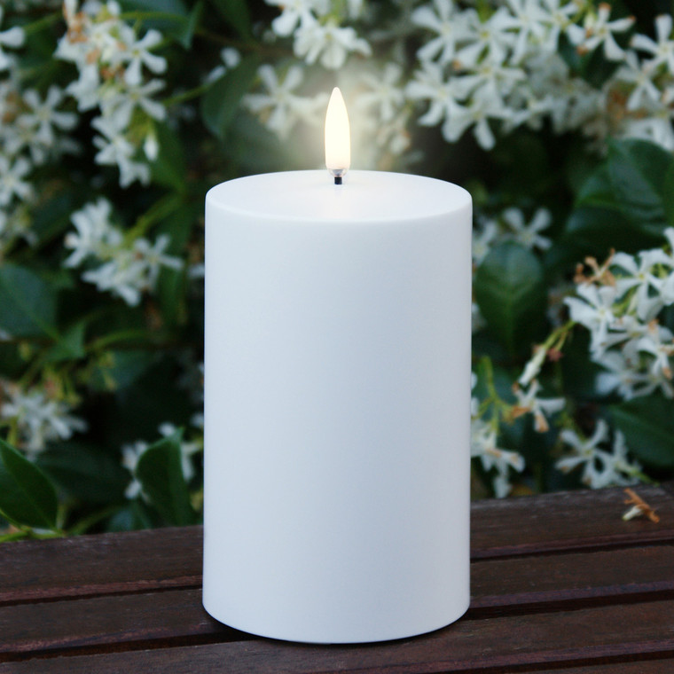 Uyuni Outdoor Flameless LED Pillar Candle - White - 7.8 x 12.7cm