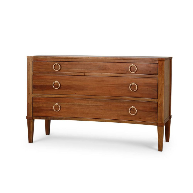 Bow 3 Drawer Chest - Size: 90H x 142W x 56D (cm) - Mid-Century style Bedroom furniture