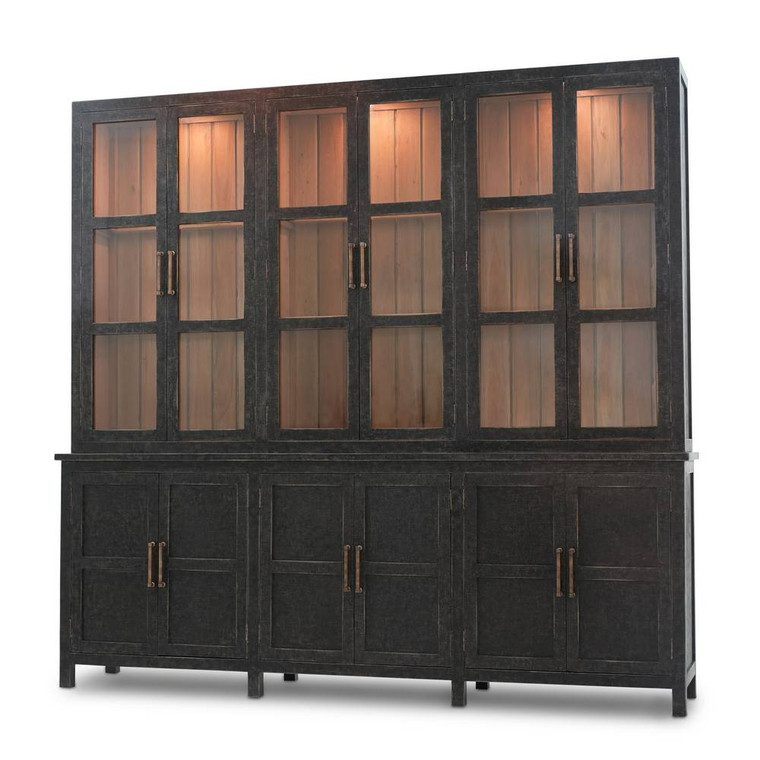 Madrone 12 Door Display Cabinet w/ Glass Shelves and LED Lights - Size: 252H x 264W x 51D (cm) - Craftsman style Dining Room furniture