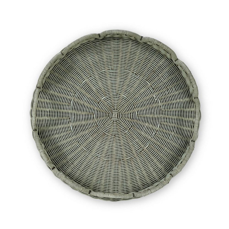 Scalloped Round Rattan Tray - Coastal style  furniture