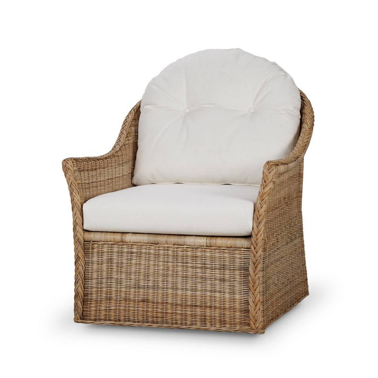 Nantucket Rattan Chair - Size: 76H x 77W x 90D (cm) - Americana style Occasional furniture