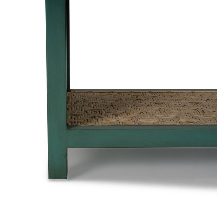 Chloe Bench w/ Rattan & Seat Cushion - Size: 75H x 128W x 41D (cm)