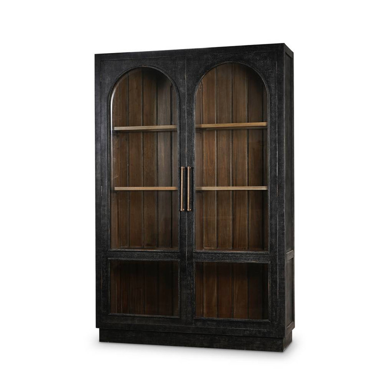Vannes 2 Door Display Cabinet w/ Glass Shelves - Size: 210H x 140W x 41D (cm) - Resort style Dining Room furniture
