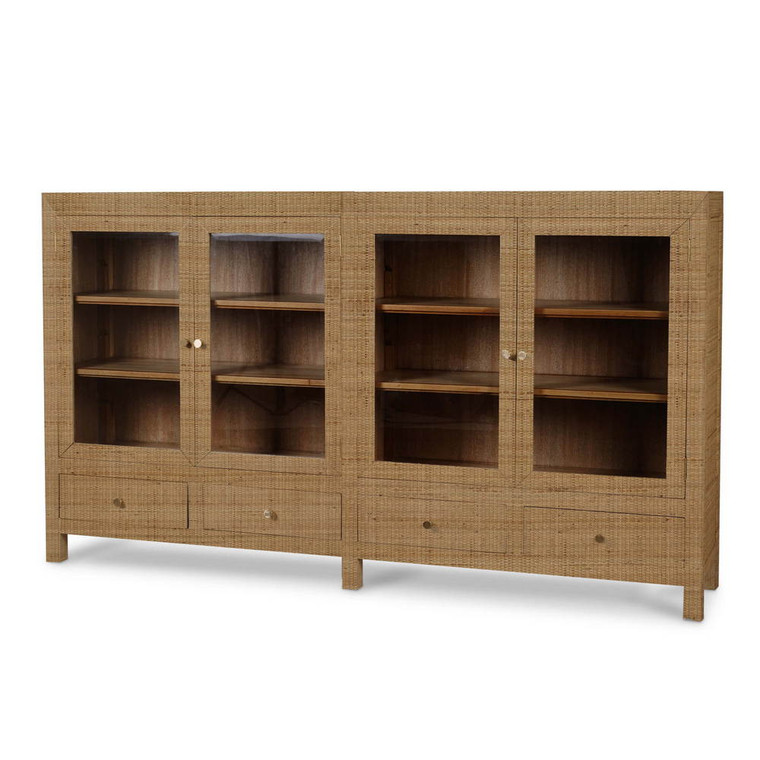 Kagu 4 Door Low Cabinet w/ Rattan - Size: 122H x 213W x 41D (cm)