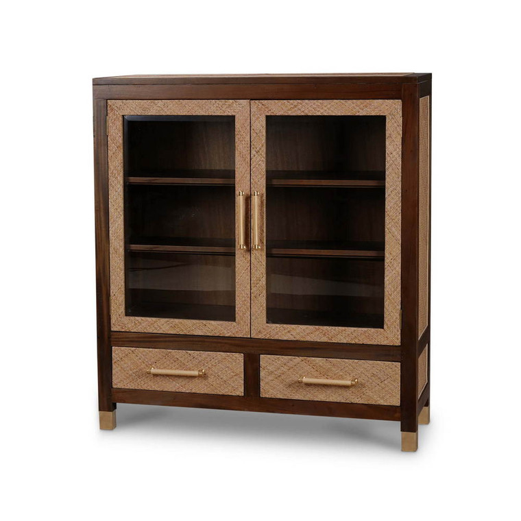 Kagu 2 Door Cabinet w/ Premium Rattan - Size: 122H x 109W x 41D (cm)