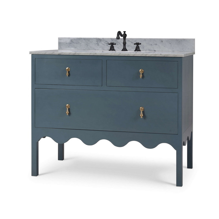 Chloe Single Vanity w/ Sink & Marble Top - Size: 102H x 112W x 60D (cm) - Boho style Bath & Laundry furniture